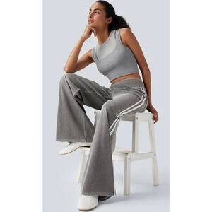 Halara Flex High Waisted Stripe Wide Leg Jeans Cool Grey Denim M Regular